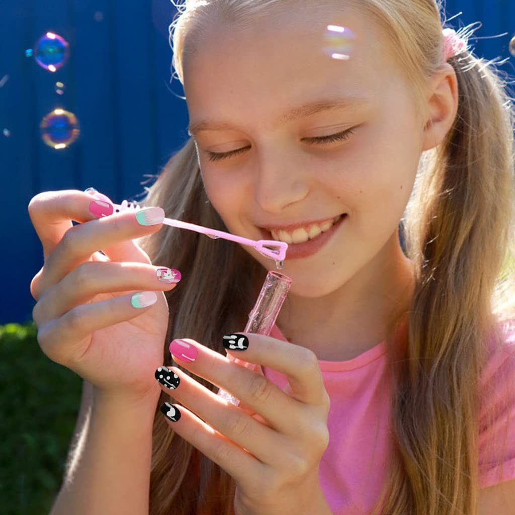 MAYCREATE Press on Nails for Girls with 120 Short ABS Pieces | Fun DIY Party Gift Set