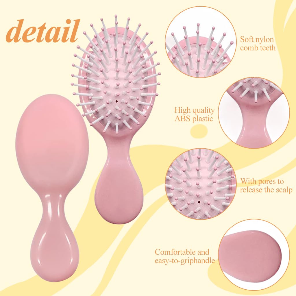 MAYCREATE 12 Pieces Mini Wet Hair Brush, Travel Detangling Brush, for Most Hair Types, with Ease Knots Without Tears or Breakage
