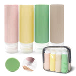 MAYCREATE Travel Bottles Kit for Toiletries with Flip-Up Lids and 3oz Silicone Design | Includes PVC Storage Pouch