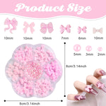 MAYCREATE Bow Nail Charms for DIY Nail Art with 6 Styles and Flatback Pearls | Pink Decoration