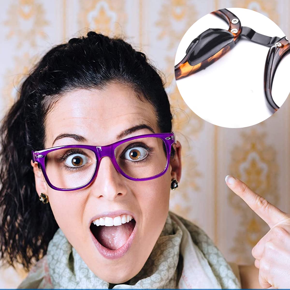 MAYCREATE Eyeglass Nose Pads 12 Pairs for Full Plastic Frames with Anti Slip Air Chamber | Soft Silicone Self Adhesive Replacement Pads