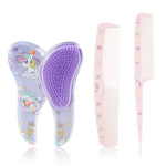 MAYCREATE Girls Hair Brush Set with 3 Pieces for Easy Detangling and Styling | Cute Unicorn Design
