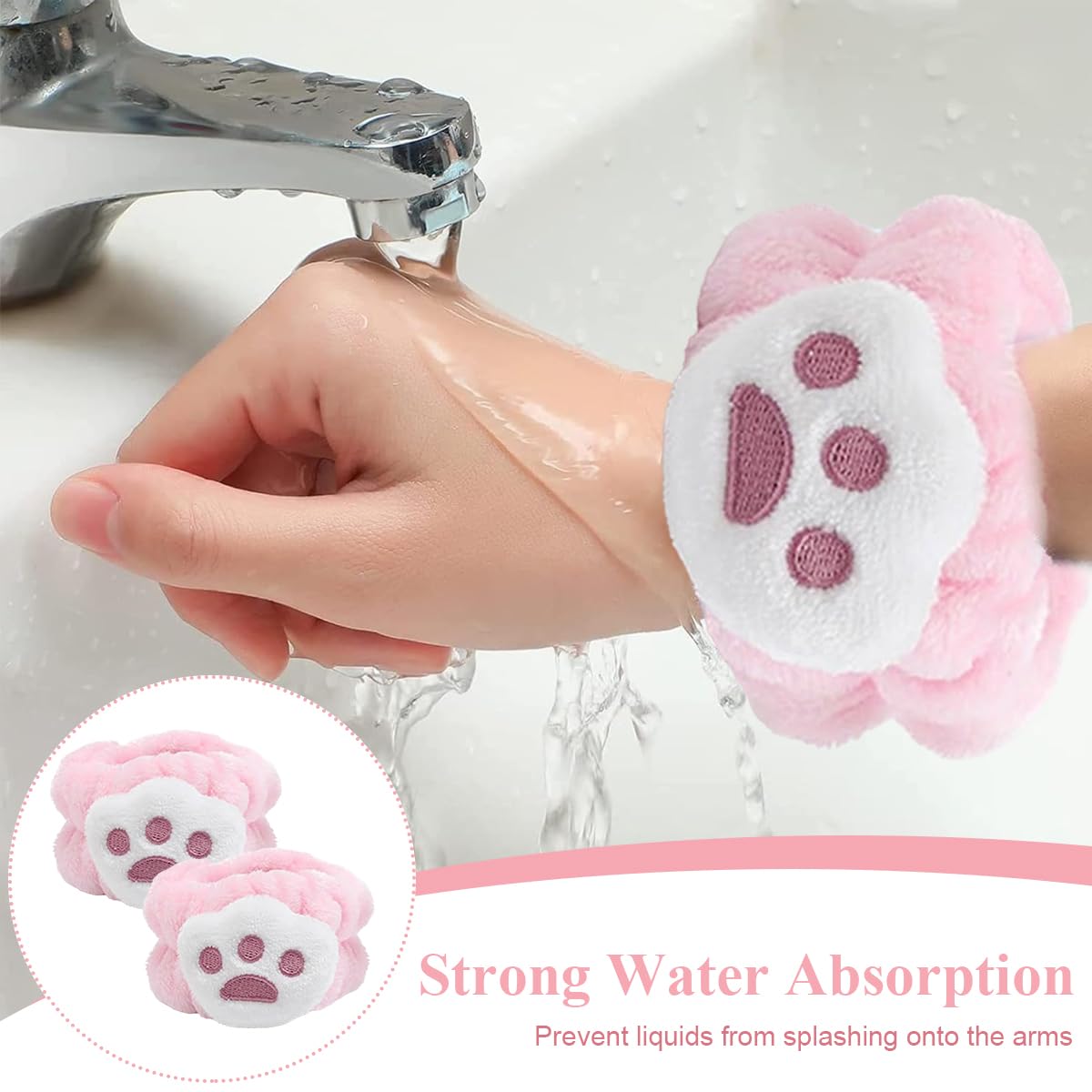 MAYCREATE Face Wash Headband Set for Women with 3Pcs Plush Elastic Bands | Spa Makeup Use