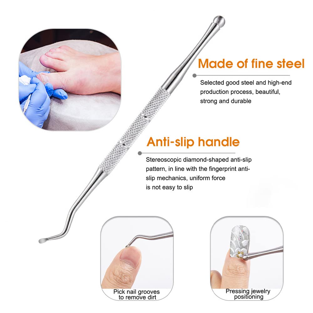 MAYCREATE Ingrown Toenail Clippers for Thick Nails with Curved Blade and 6pcs Stainless Steel Kit | Ergonomic Wide Jaw Design