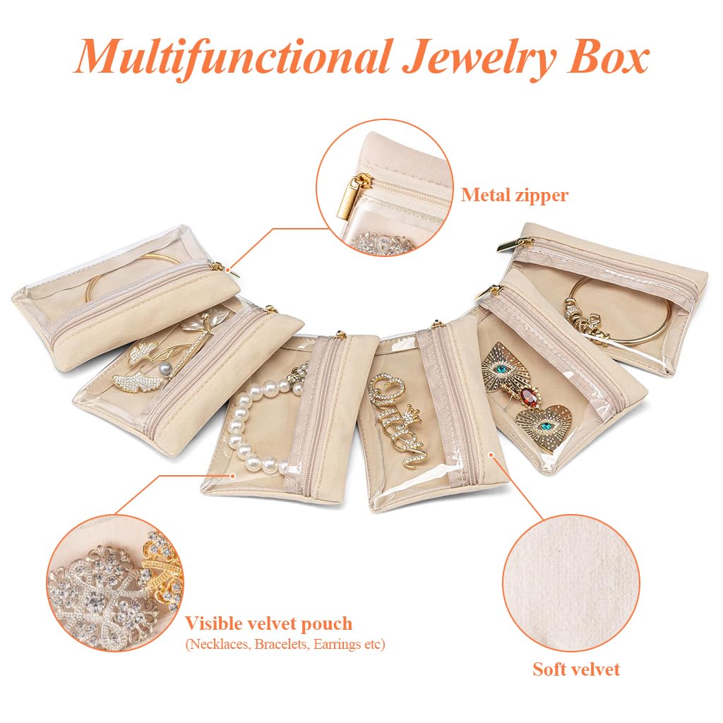 MAYCREATE Jewellery Pouch Organisers for Travel and Storage featuring 18 pcs 4.5x3.1 in Velvet Bags