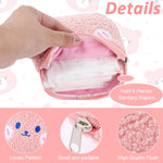 MAYCREATE® 3pcs Sanitary Pad Pouch 5.5in Plush Coin Purse Cute Cartoon Zipper Menstrual Sanitary Pads Napkin Storage Pouch Portable Lipstick Small Makeup Pouches for Women Girls for Tampons Tissues