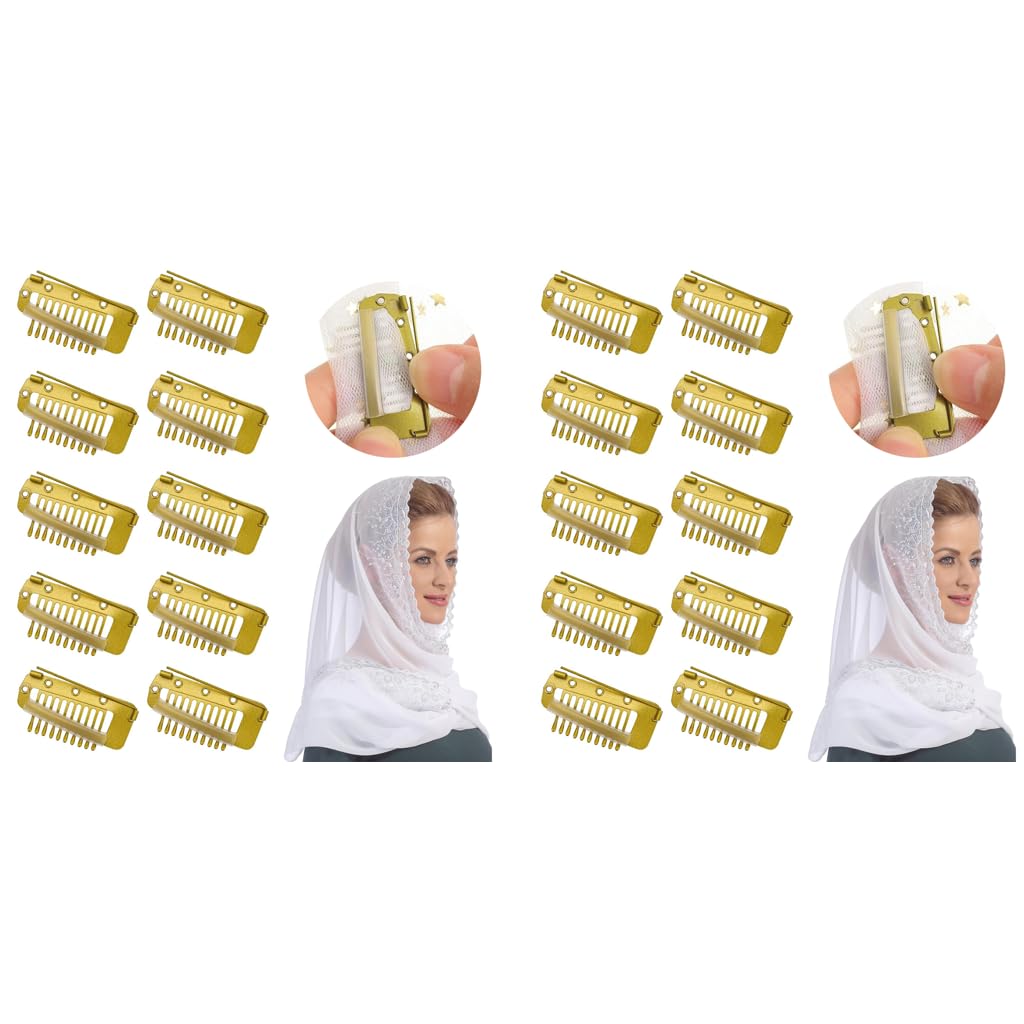 MAYCREATE Chunni Clips for Brides with Safety Pins and 10 Teeth Grip | 20PCS Gold Stainless Steel Dupatta Pins