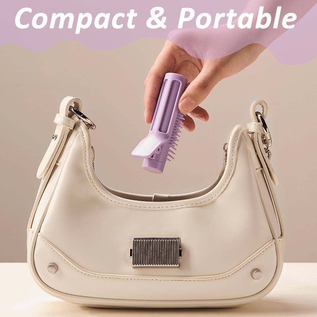 MAYCREATE Small Volumizer Brush Comb for Root Lift with Dual Side Clip and Retractable Handle