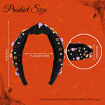 MAYCREATE Halloween Hairband for Women featuring Knotted Fabric Wrap and Gem Ornaments | Festive Headwear for Party and Holiday Style