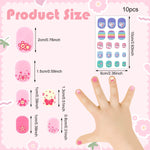 MAYCREATE Nail Stickers for Kids with 10 Colorful Cartoon Sheets and Self‑Adhesive Design | Safe Waterproof Fun for Girls
