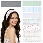 MAYCREATE® 8Pcs Patterned Headbands Hair Bands for Women Non-Slip Wide Bandanas for Women Soft Elastic Sport Hair Band Sets Athletic Hairbands for Workout Makeup & Daily Wear