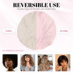 MAYCREATE Silk Bonnet for Sleeping with Adjustable Stretch Headband and 1 Scrunchie | Double‑Sided Satin Cap for Women Hair Protection