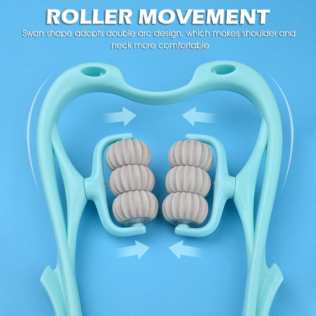 MAYCREATE Neck Massager for Pain Relief with 6 Rotatable Rollers featuring TPR Frame | Manual Full Body Relaxation Tool