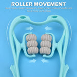 MAYCREATE Neck Massager for Pain Relief with 6 Rotatable Rollers featuring TPR Frame | Manual Full Body Relaxation Tool