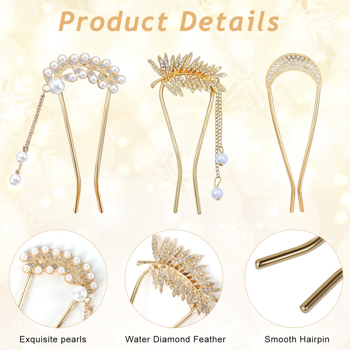 MAYCREATE Hair Pins for Elegant Updos with 3pcs 4.72 in U Shape Acrylic Design | Women Styling