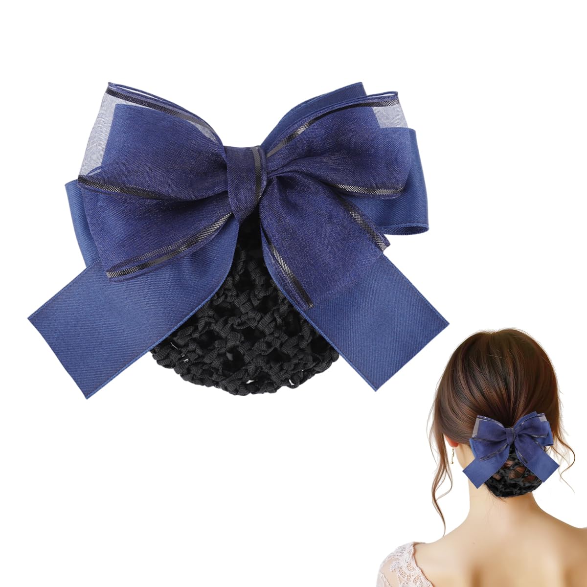 MAYCREATE Hair Buns Clip for Neat Bun Styling with Bow Net Design | Easy Everyday Use
