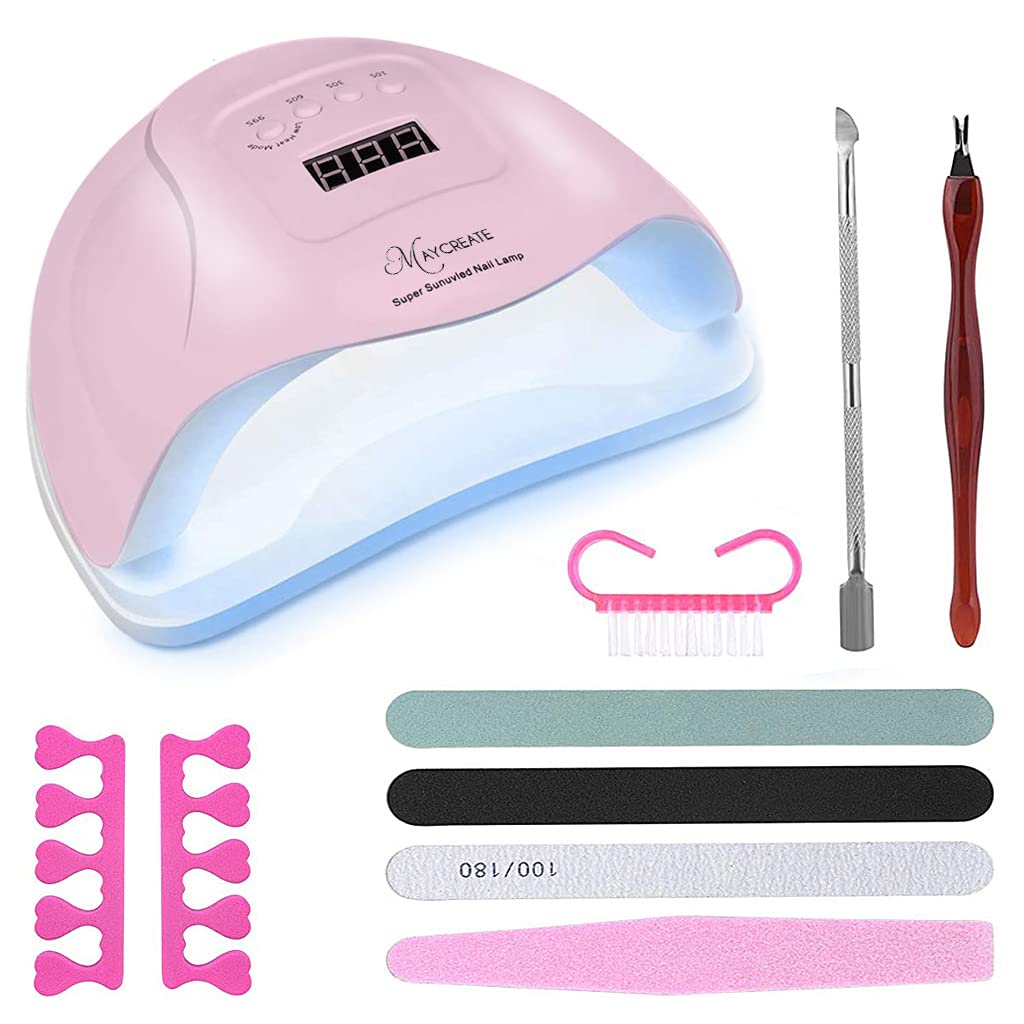 MAYCREATE UV LED Nail Lamp for Fast Gel Drying with 36 Light Beads & 4 Timer Settings | Pink