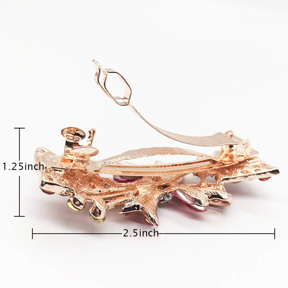 MAYCREATE Hair Clips for Women with Rhinestone Floral Design 6PCS Alloy Set | Retro Style
