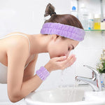 MAYCREATE Spa Headband Wristband Set for Face Wash and Yoga featuring Soft Microfiber for Women | 6PCS Purple Combo