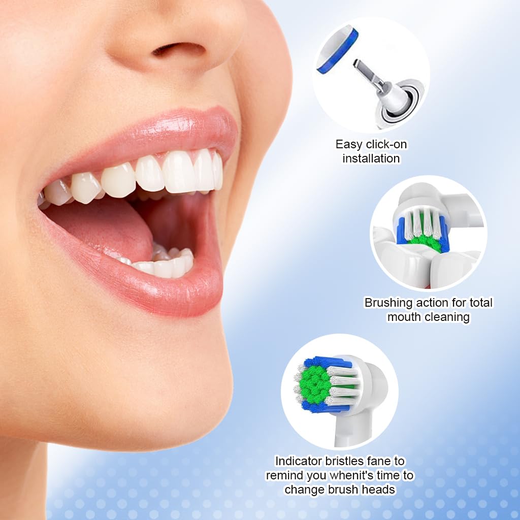 MAYCREATE Electric Toothbrush Replacement Heads for Oral B Braun with Soft Dupont Bristles Pack of 8 | Gentle Deep Cleaning Performance