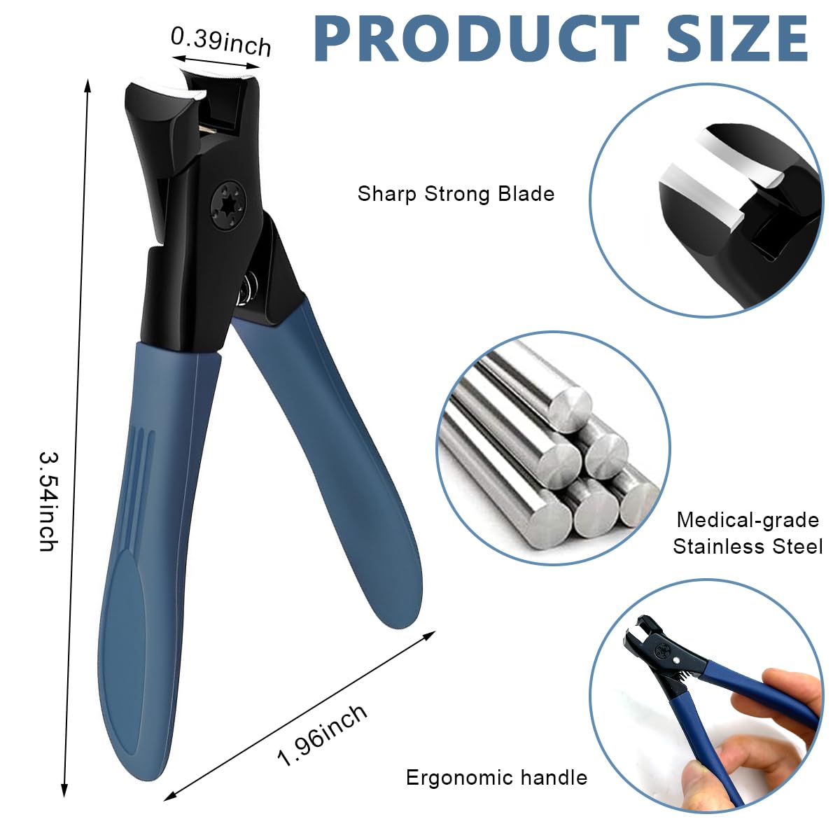 MAYCREATE Thick Toenail Clipper for Tough Nails with Anti-Splash Long Handle 9×5.3cm | Stainless Steel for Adults and Seniors