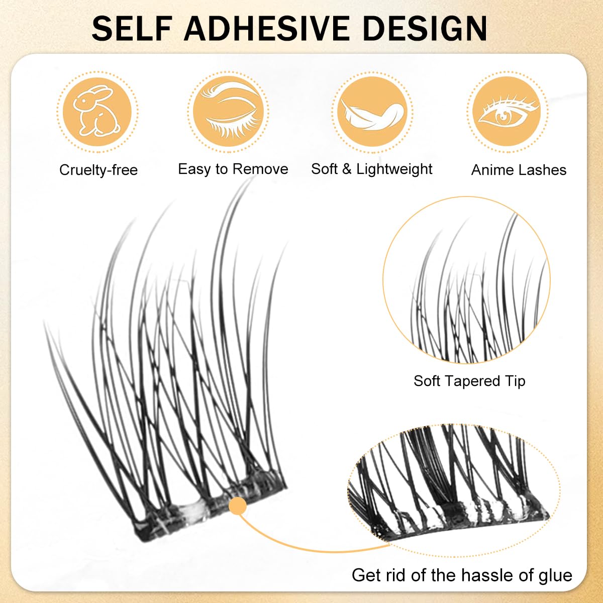 MAYCREATE Self Adhesive Eyelashes Kit 120 pcs for Easy DIY Use with Pre Glued Clusters 11–13mm
