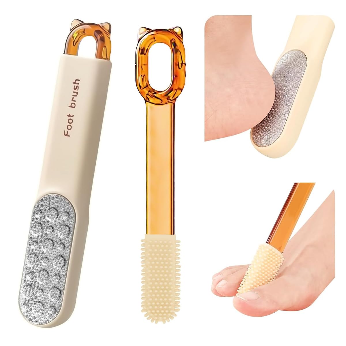 MAYCREATE® Double-Sided Foot Scrubbing Brush, Multifunctional Exfoliating Foot Care Tool with Soft Bristle Toe Gap Cleaning Tool, for Dead Skin Removal & Smoothing, Practical Home Pedicure Accessory