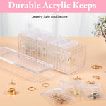 MAYCREATE Jewellery Organisers for Storage and Travel with 20 PVC Pouches and Acrylic Box | Transparent Anti-Tarnish Design