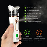 MAYCREATE® 1200mAh Face Mist Sprayer Handy Nano Face Mist Spray Machine USB Cool Mister Facial Steamer with Skin Moisture Tester for Face Moisturizing, Hydration Refreshing (Long Endurance)