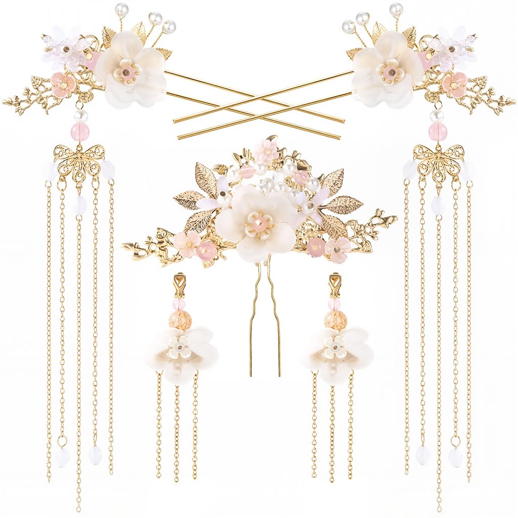 MAYCREATE Hair Accessories Set for Women with 5 Floral Pearl Pieces | Elegant Gift Choice