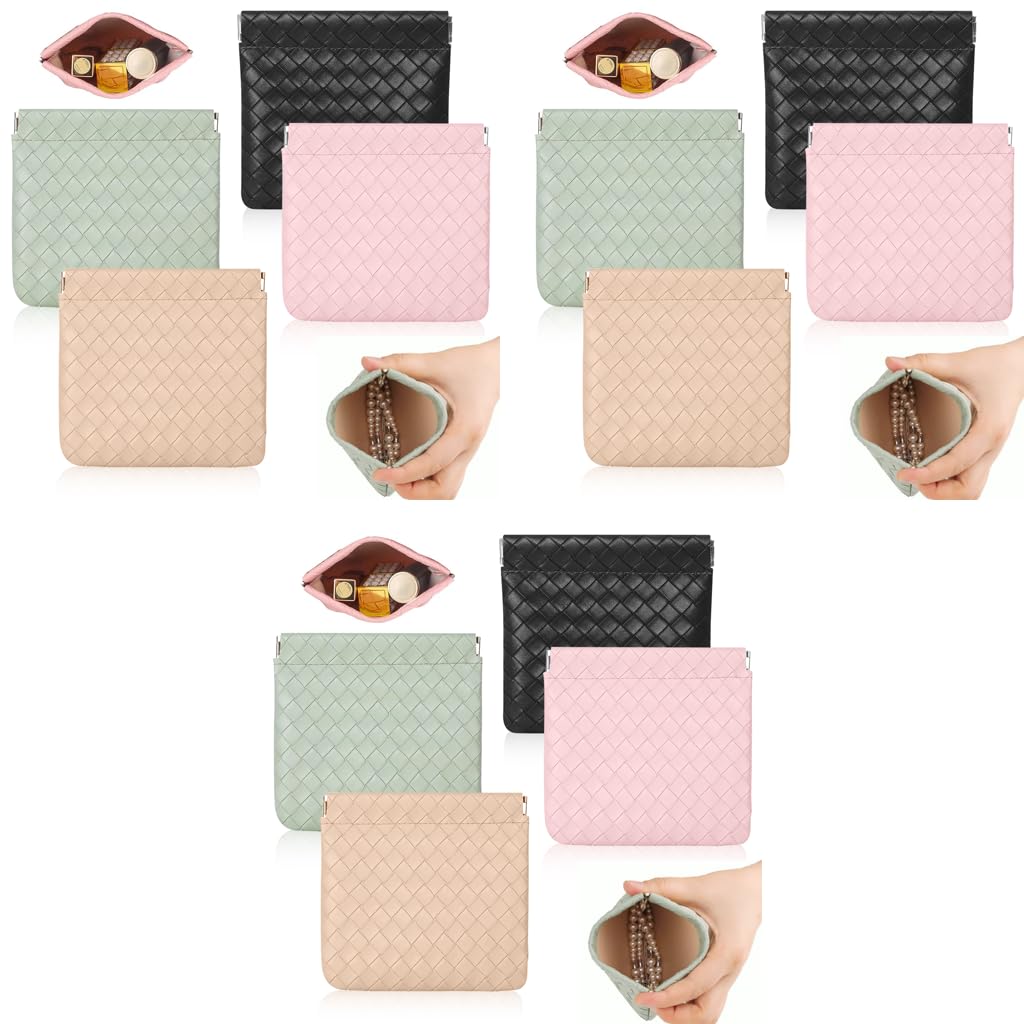 MAYCREATE Small Makeup Pouch for Handbag including 4pcs 4.7x4.5in PU Leather Bags | Women Travel Organizer