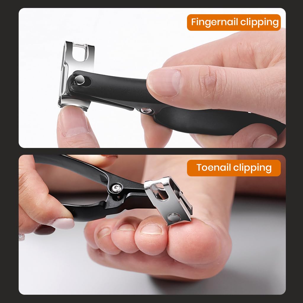 MAYCREATE Nail Clipper with 360° Flexible Mechanism and 4.5 in Ergonomic Handle | Stainless Steel Curved Blade for Fingernails and Toenails