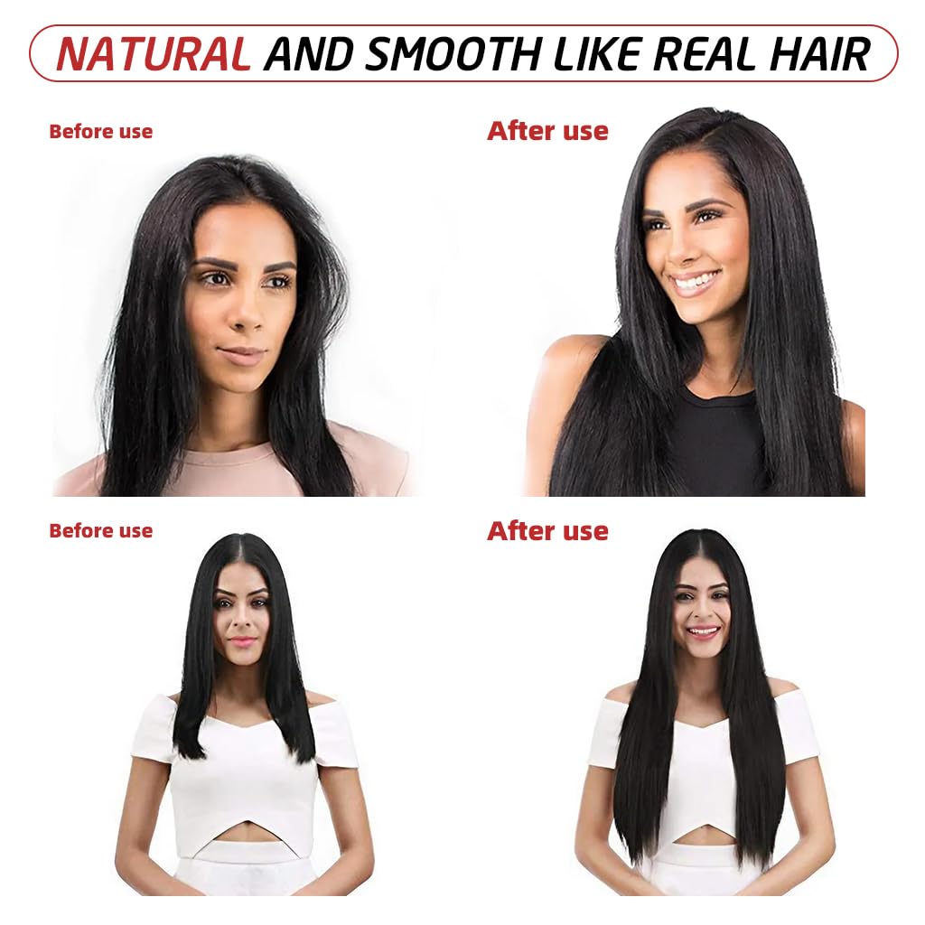 MAYCREATE 7Pcs Hair Extensions for WomenClip Type Black Straight Hair Extension Clips for Women Invisible Natural 22'' Long Seamless Hair Extensions Double Weft