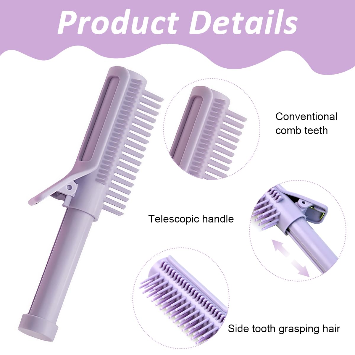 MAYCREATE Small Volumizer Brush Comb for Root Lift with Dual Side Clip and Retractable Handle