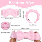 MAYCREATE Face Wash Headband Set for Skincare with Flannel Wristbands and Sunflower Edge | Pink 4Pcs Combo for Women