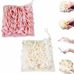 MAYCREATE Loofah Cloth for Bar Soap 2pcs 6.7×6.7 in with Double Sided Drawstring Design | Quick Dry PE and Towel Fabric