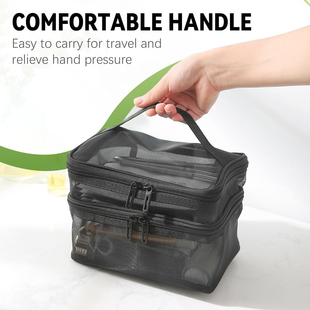 MAYCREATE Makeup Pouch Bag for Travel Organization with Double Layer Mesh Nylon | 2 PCS
