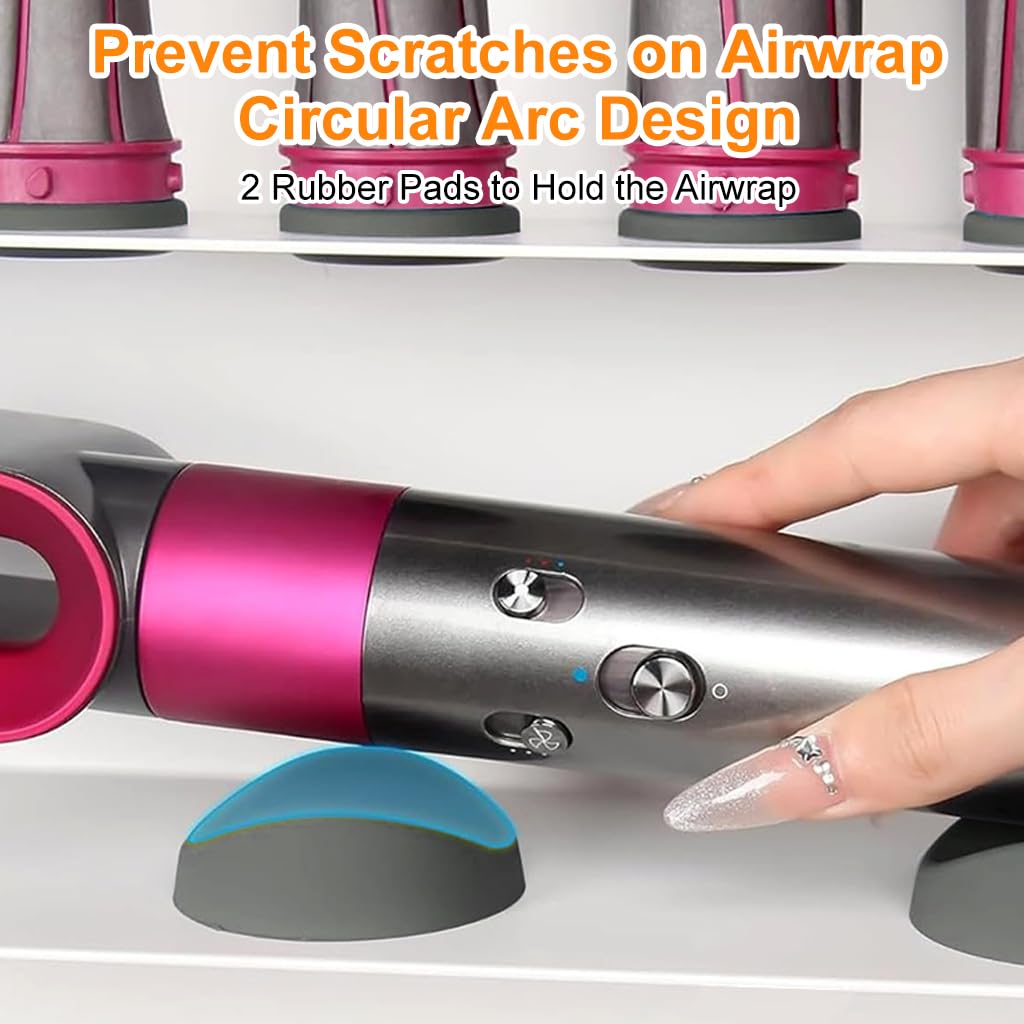 MAYCREATE Curling Iron Holder for Dyson Airwrap with Double Layer Storage and Anti Slip Nubs | Wall Mounted White Organizer