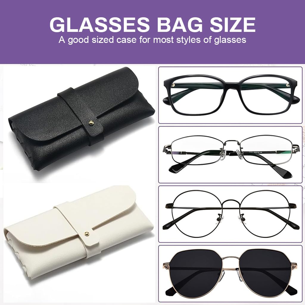 MAYCREATE Specs Case for Sunglasses and Eyeglasses featuring Stud Button Closure | 4pcs Soft PU Leather Travel Organizer 6.5×3.1×1.2 in