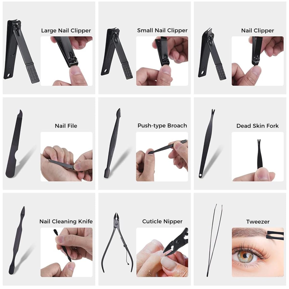 MAYCREATE Manicure Pedicure Kit for Women and Men with 18pcs Stainless Steel Tools | Portable Leather Case for Nail and Eyebrow Care