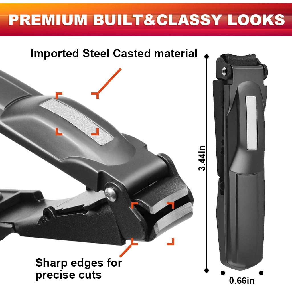 MAYCREATE Nail Cutter Set for Home and Travel with Wide Jaw and Nail Collection Bin | Stainless Steel Clippers and File in Storage Case