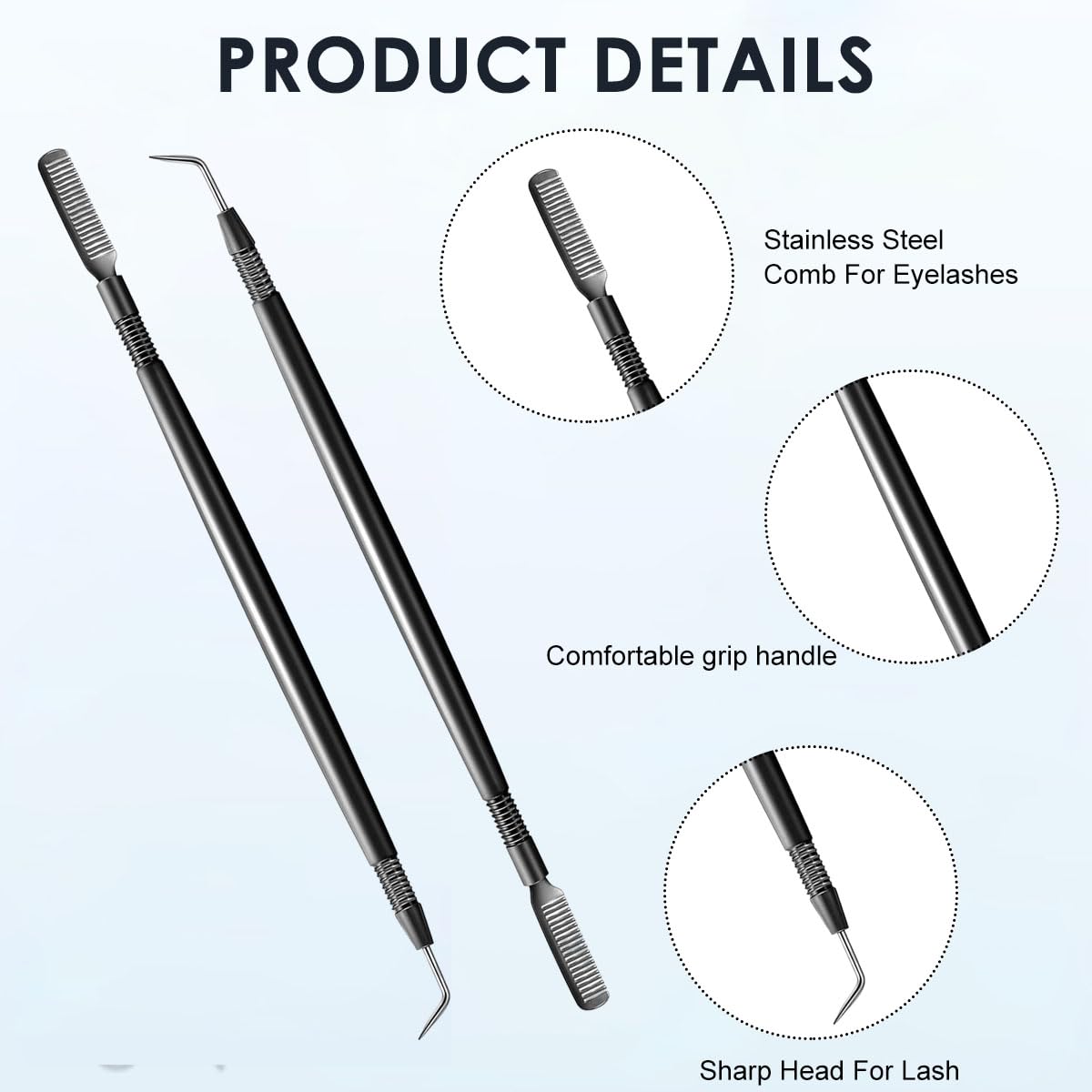 MAYCREATE Eyelash Lift Perm Tool 2 Pieces for Lash and Brow Grooming with Dual Head | Stainless Steel Separator and Ergonomic Handle