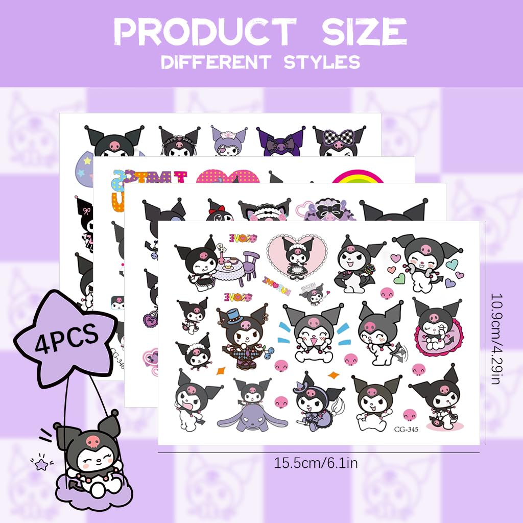 MAYCREATE Temporary Tattoo Stickers for Kids with 4 Sheets Waterproof Safe Material | Fun Party Body Art