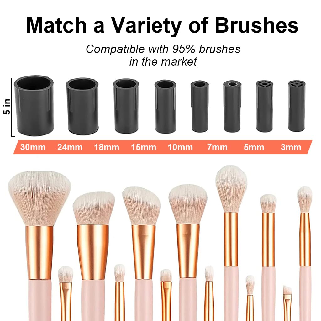 MAYCREATE® Electric Makeup Brush Cleaner and Dryer Machine, 2-in-1 Automatic Cosmetic Brush Cleaning & Drying Tool Spinner, with 8 Size Rubber Collars for All Size Brushes, Wash and Dry in Seconds