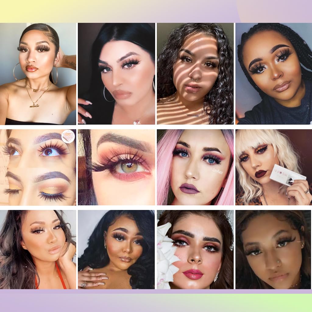 MAYCREATE 3 Pairs Self Adhesive Eyelashes No Glue Needed False Lashes Natural Look Lash Extensions Reuseable Self Adhesive Lashes Waterproof Wispy Fluffy Lashes with Tweezer