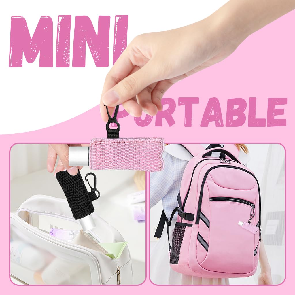 MAYCREATE Lipstick Holder Keychain Sleeves with Quick Release Buckle 2.6 x 6 cm Black & Pink for Women