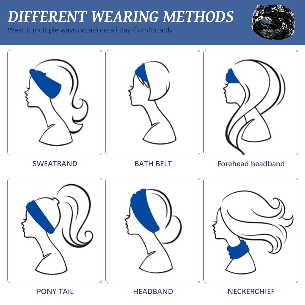 MAYCREATE Head Band for Women 9PCS for Yoga Running and Makeup featuring Knotted Boho Design | Stretchy Flower Print Hair Accessories