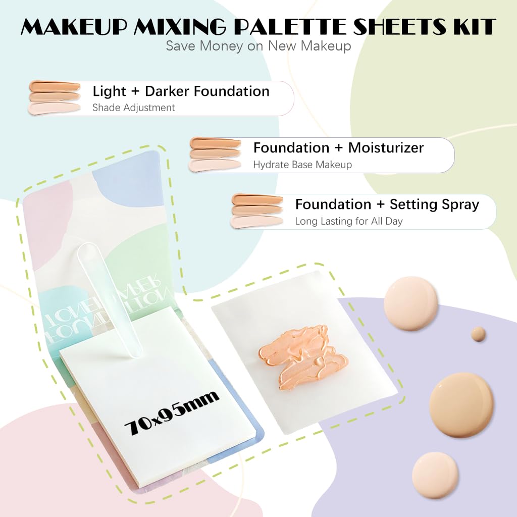 MAYCREATE Makeup Palette Paper for Blending Lipstick and Foundation 100 Sheets featuring Anti Seepage Sulfuric Acid Paper | Disposable for Makeup Artists