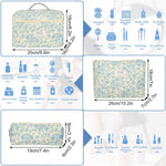 MAYCREATE Makeup Pouch Bag Set for Travel with 3pcs Quilted Cotton Blue Floral Organizer
