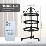 MAYCREATE Hoop Earrings Organizer for Over 50 Pairs with 3 Tier Rotating Metal Stand | Black